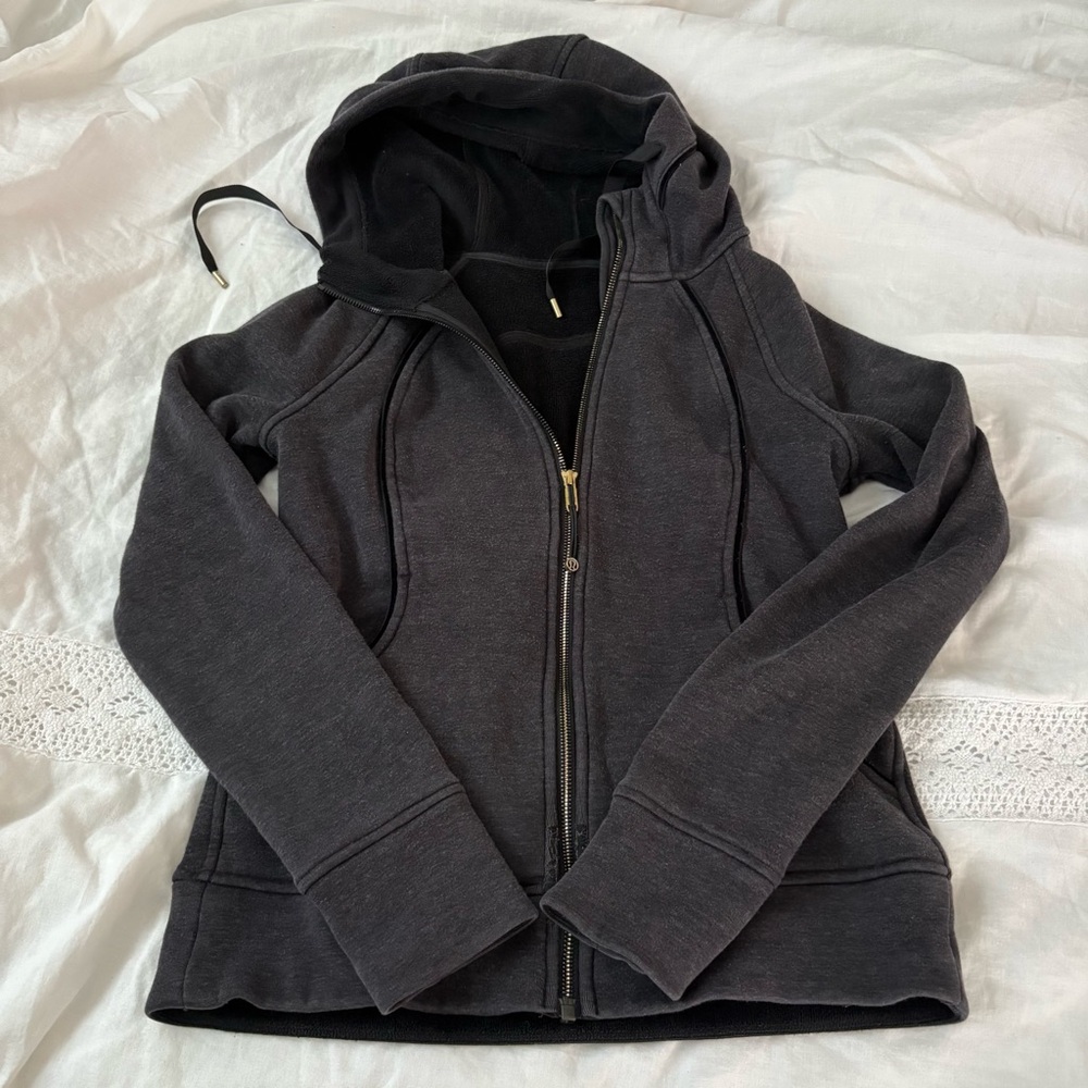 Lululemon Scuba Full-Zip Hoodie Plush Sz 6 Gray Black